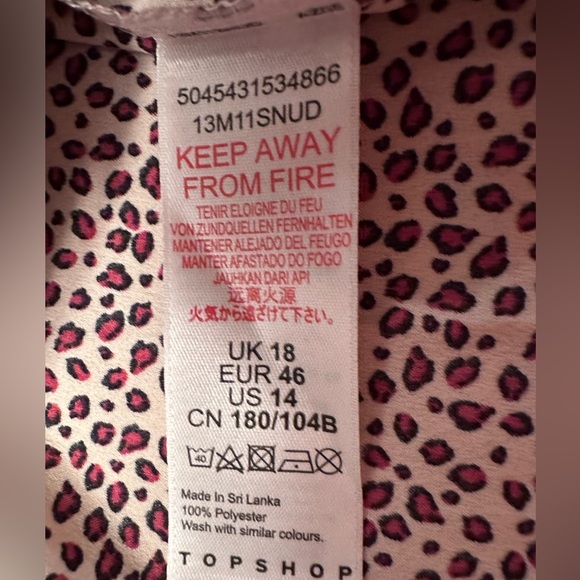 NWOT Topshop Animal Print Button Up Shirt Women’s Size 14 - Picture 4 of 10